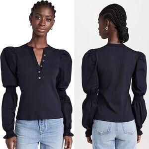 NEW Veronica Beard Effy Long Puff Sleeves Top Women's Black Size: Medium